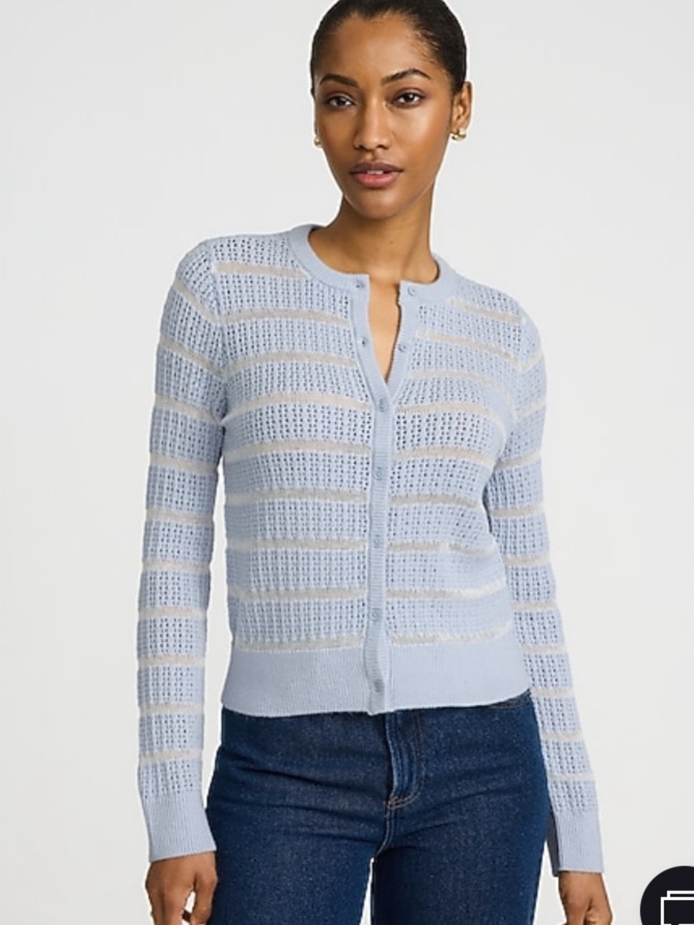 NWT Express Light Blue Openwork Button-Front Cardigan Size S